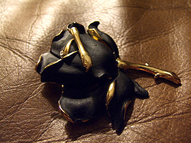 Beautiful Black Rose Brooch