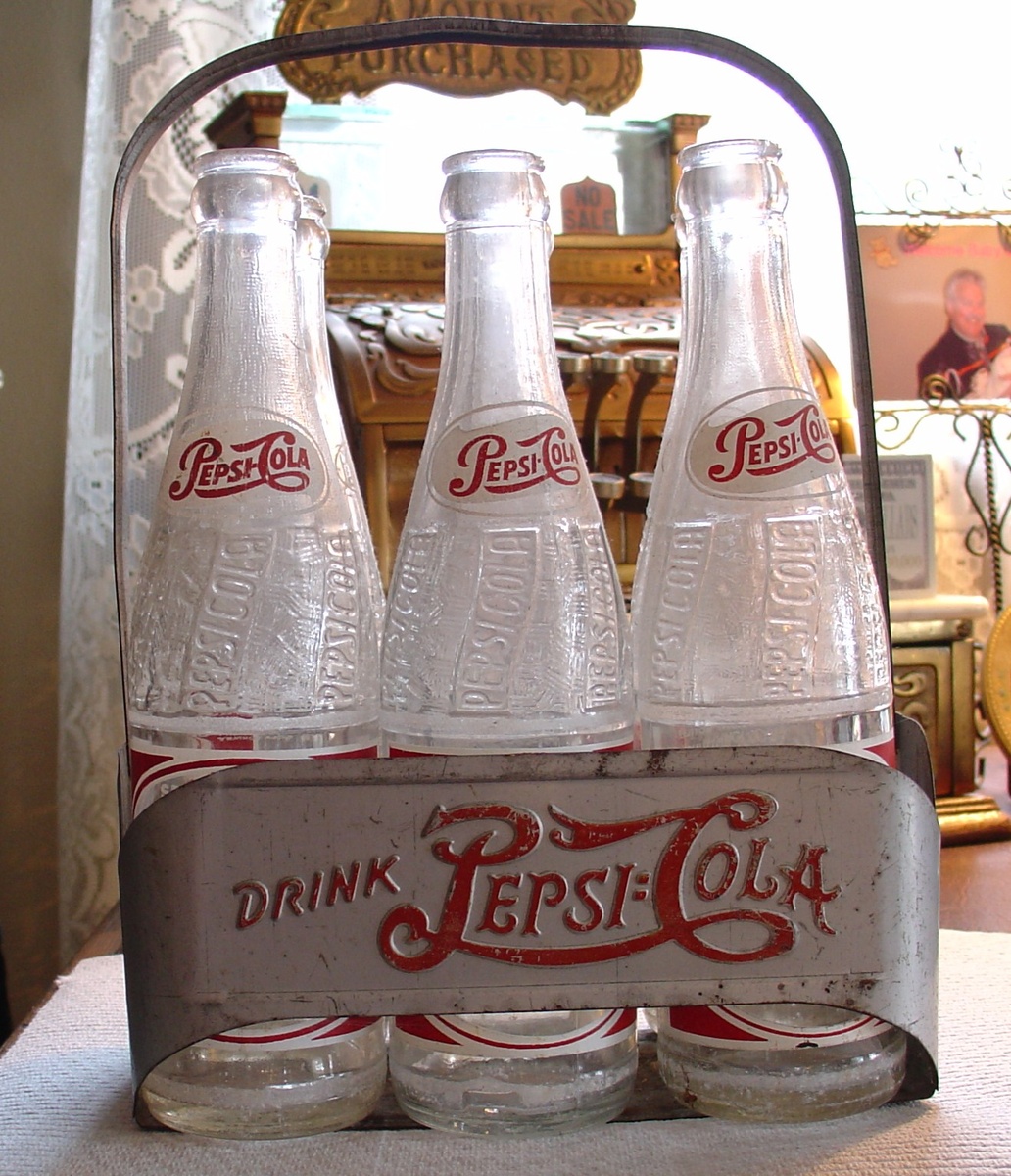 Pepsi:Cola... Six Pkg. Carrier...With Bottles - Bottles