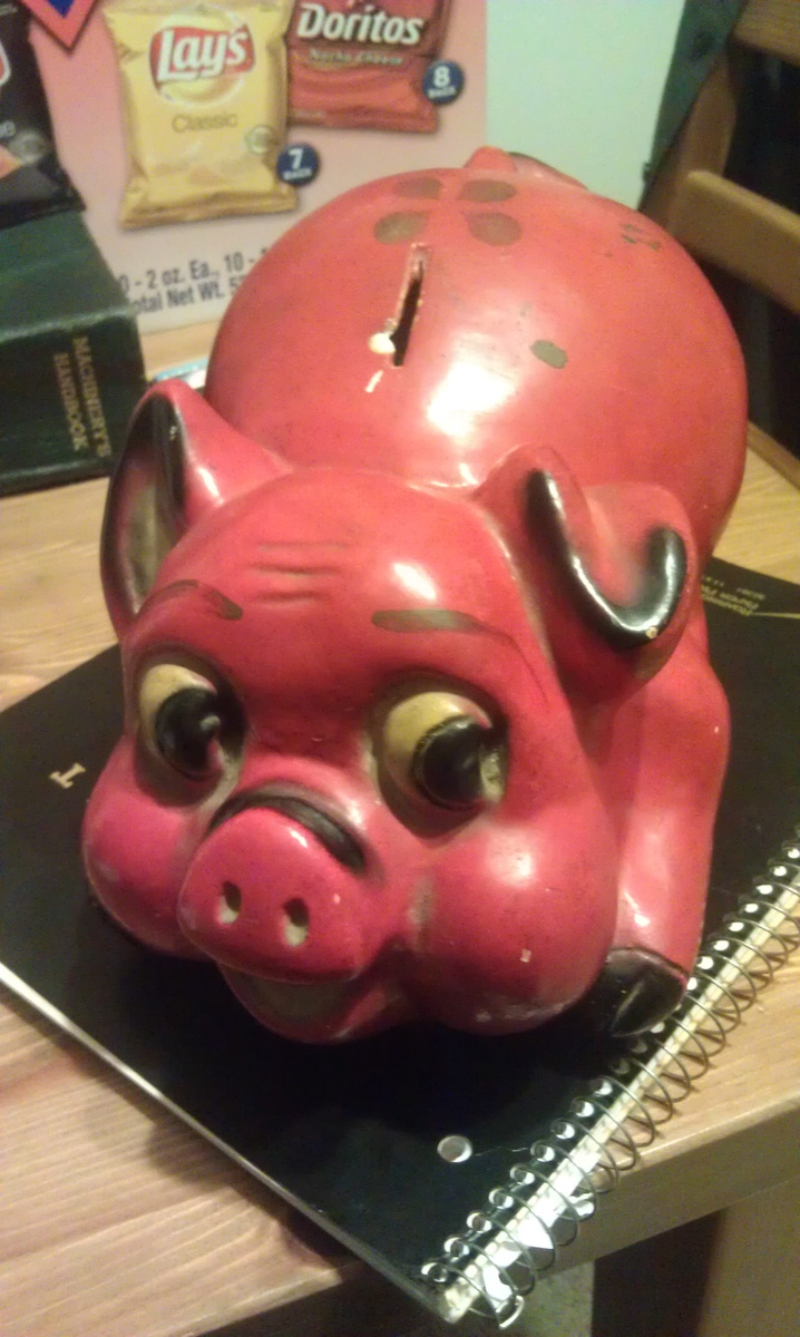 Vintage Chalkware Piggy Bank