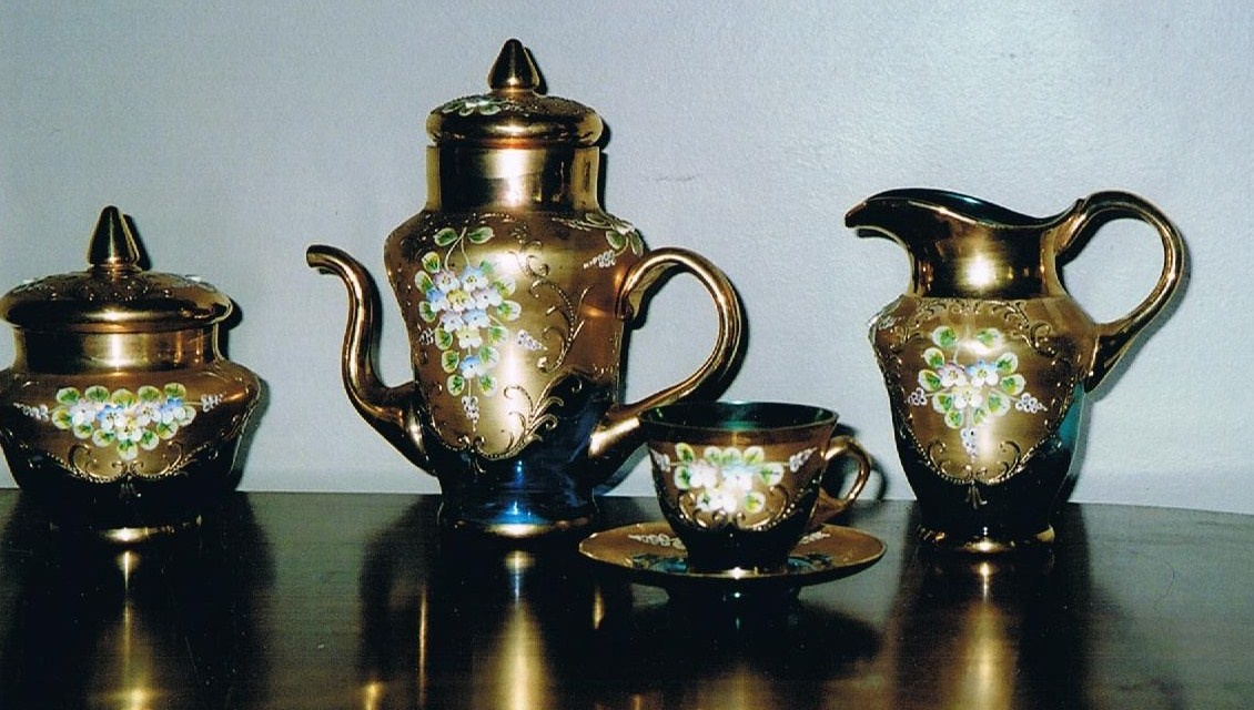 Murano thrice fired tea set 