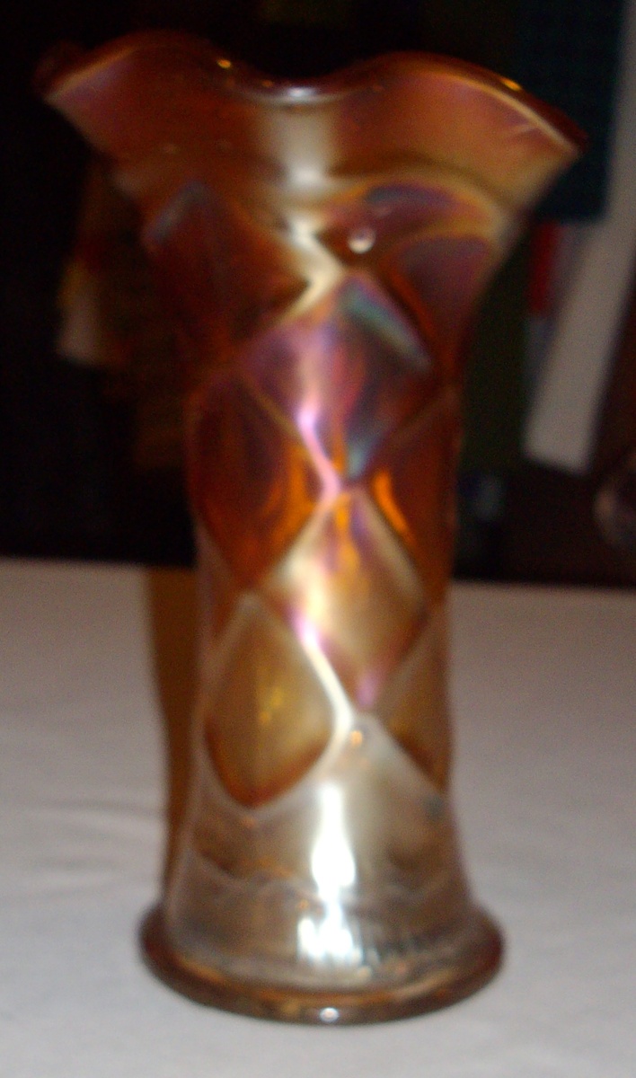 Carnival glass vase.