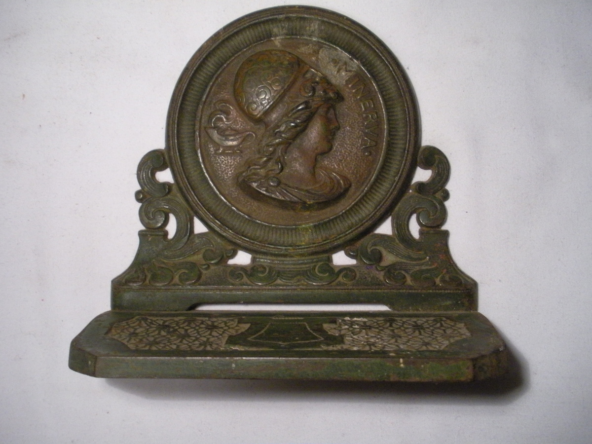 MINERVA Roman Goddess of Wisdom, Medicine and War IRON BOOKENDS by Judd c. 1925 - Books