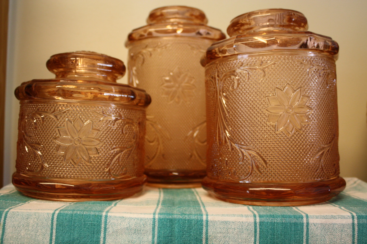 Pink Glass Canisters