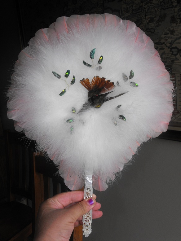 VICTORIAN HUMMINGBIRD FEATHER FAN 