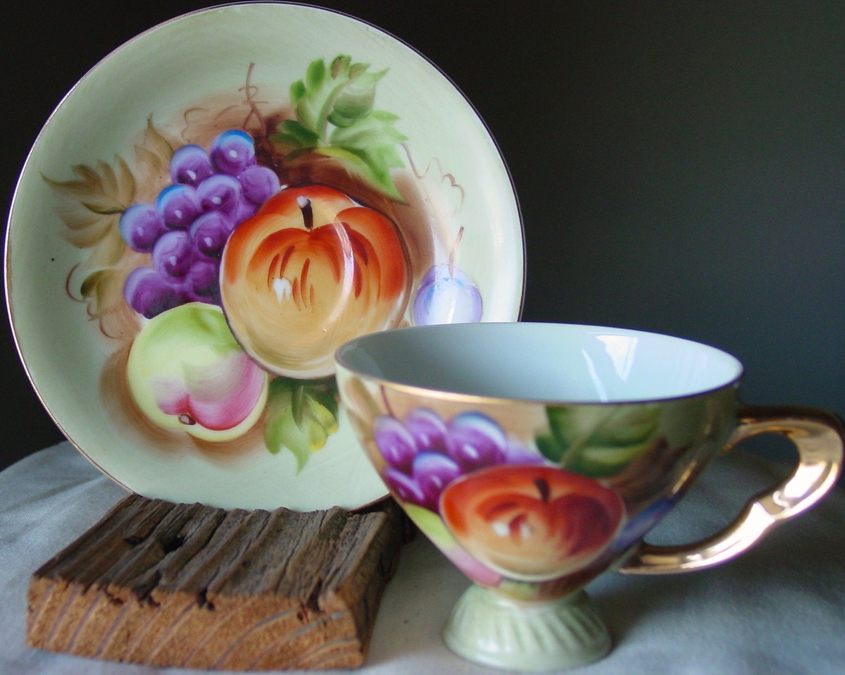 Vivid Fruit Cup and Saucer ~ Unidentified  - China and Dinnerware