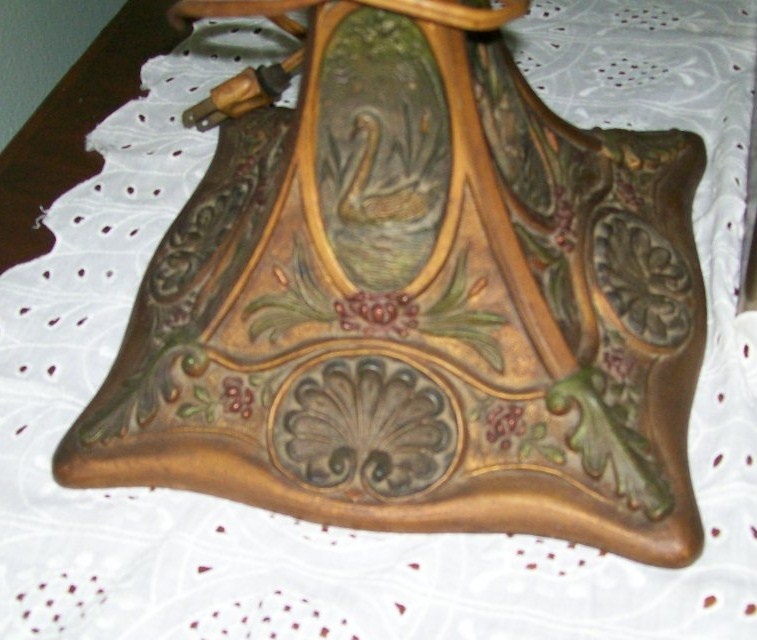 1920's ornate stained glass lamp