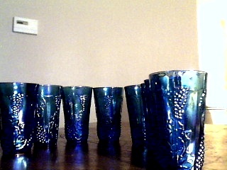 Carnival  Glass with a grapevine design - Glassware