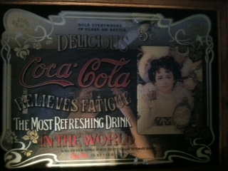 coca cola- relieves fatigue art mirror 1977 