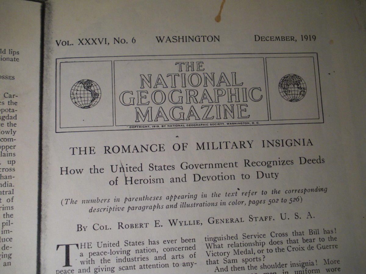 National Geographic Magazine Dec 1919 - Military Insignia WWI and before - Military and Wartime