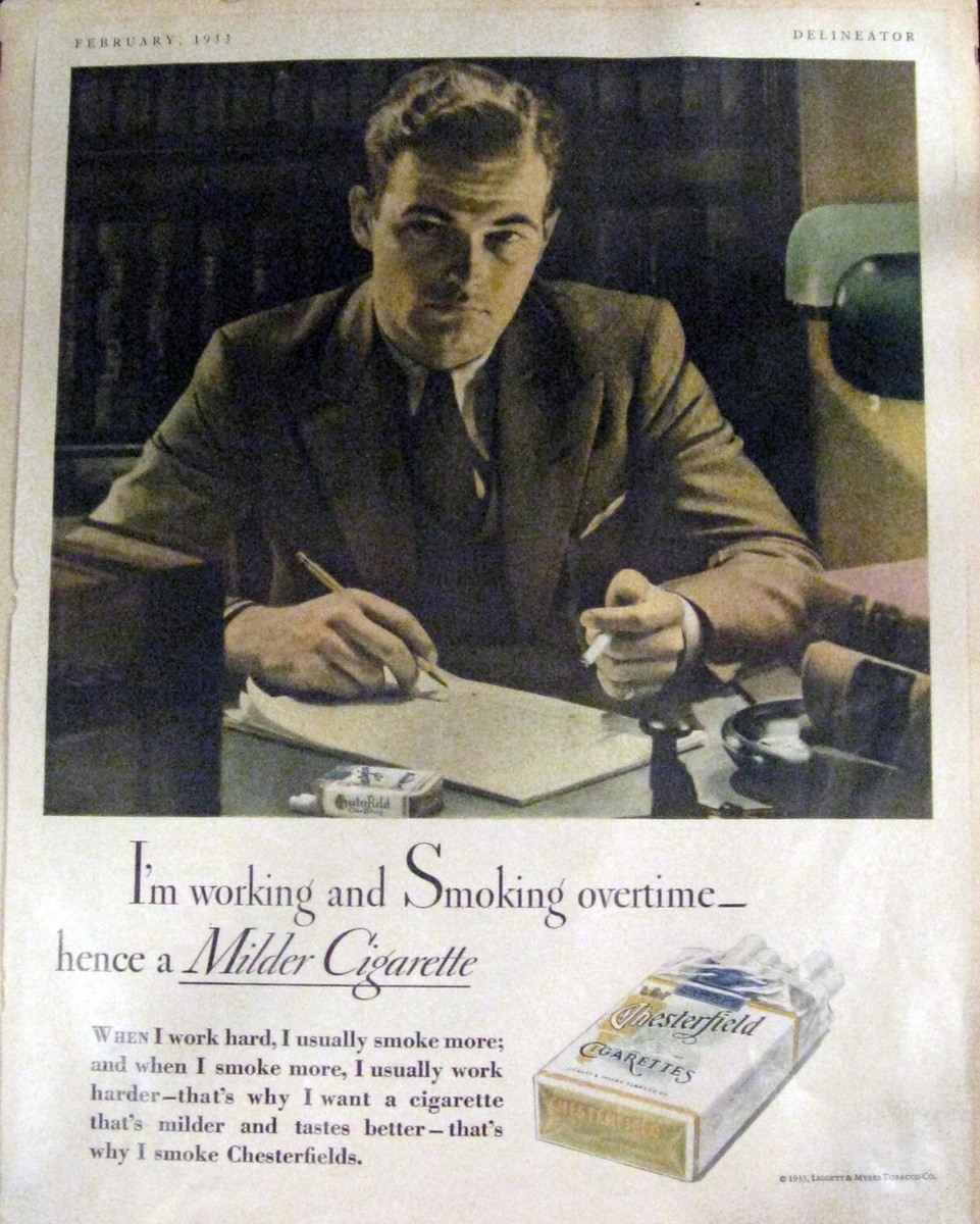 1933 Chesterfield add from the Delineator