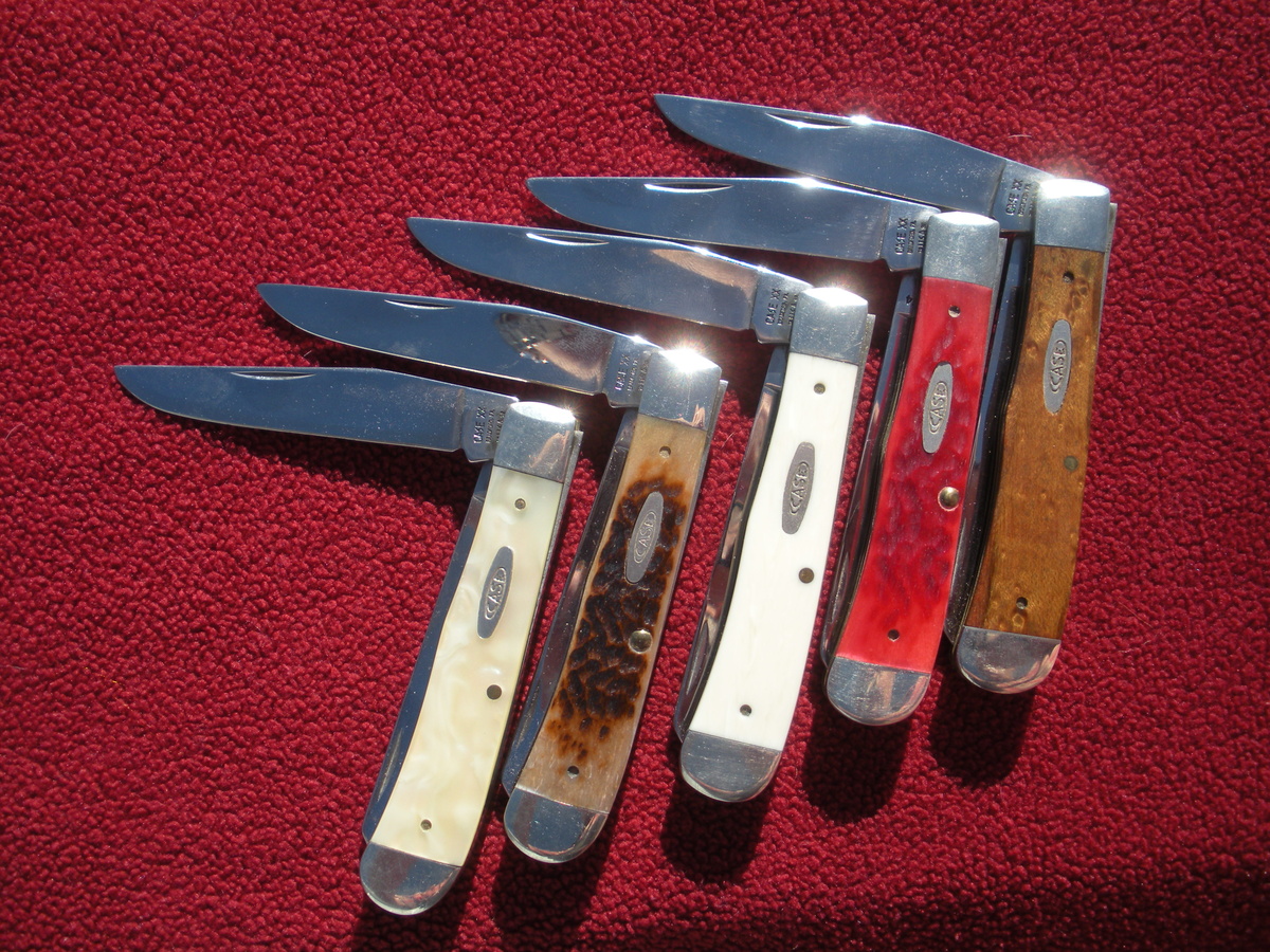 Case Knives large trappers 1992 set with the Ivory, Red Bone and Brown Bone featured. - Tools and Hardware