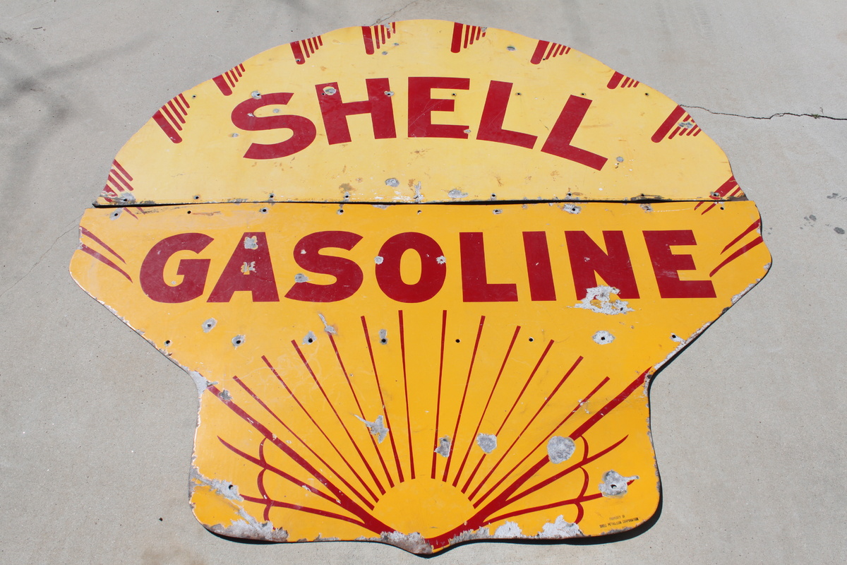 Porcelain Shell Gasoline Advertising Sign