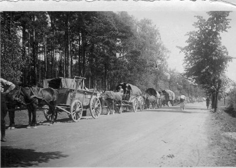 Germas leaving their homes, bombed out by russians 