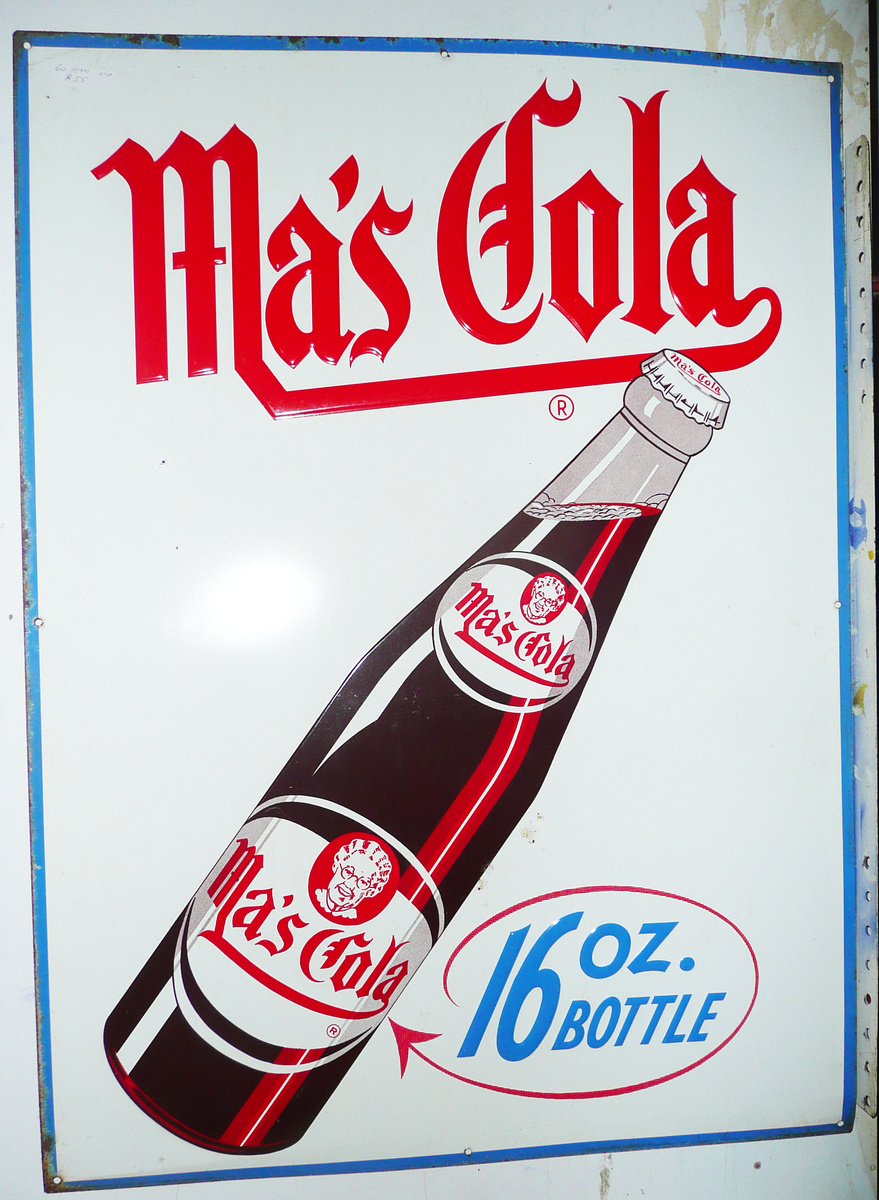 Ma's Cola Large Tin Vertical Sign 