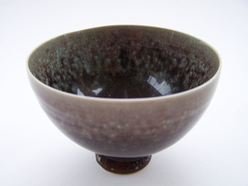 Berndt Friberg for Gustavsberg Brown, Turqouise & Maroon Glossy Glazed Dish - Art Pottery