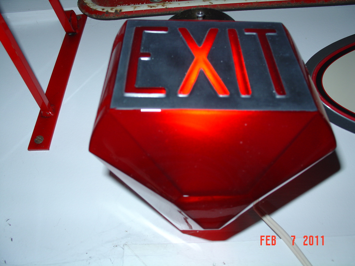 Antique Ruby Red Glass Exit Globe...Triangular Shape - Signs