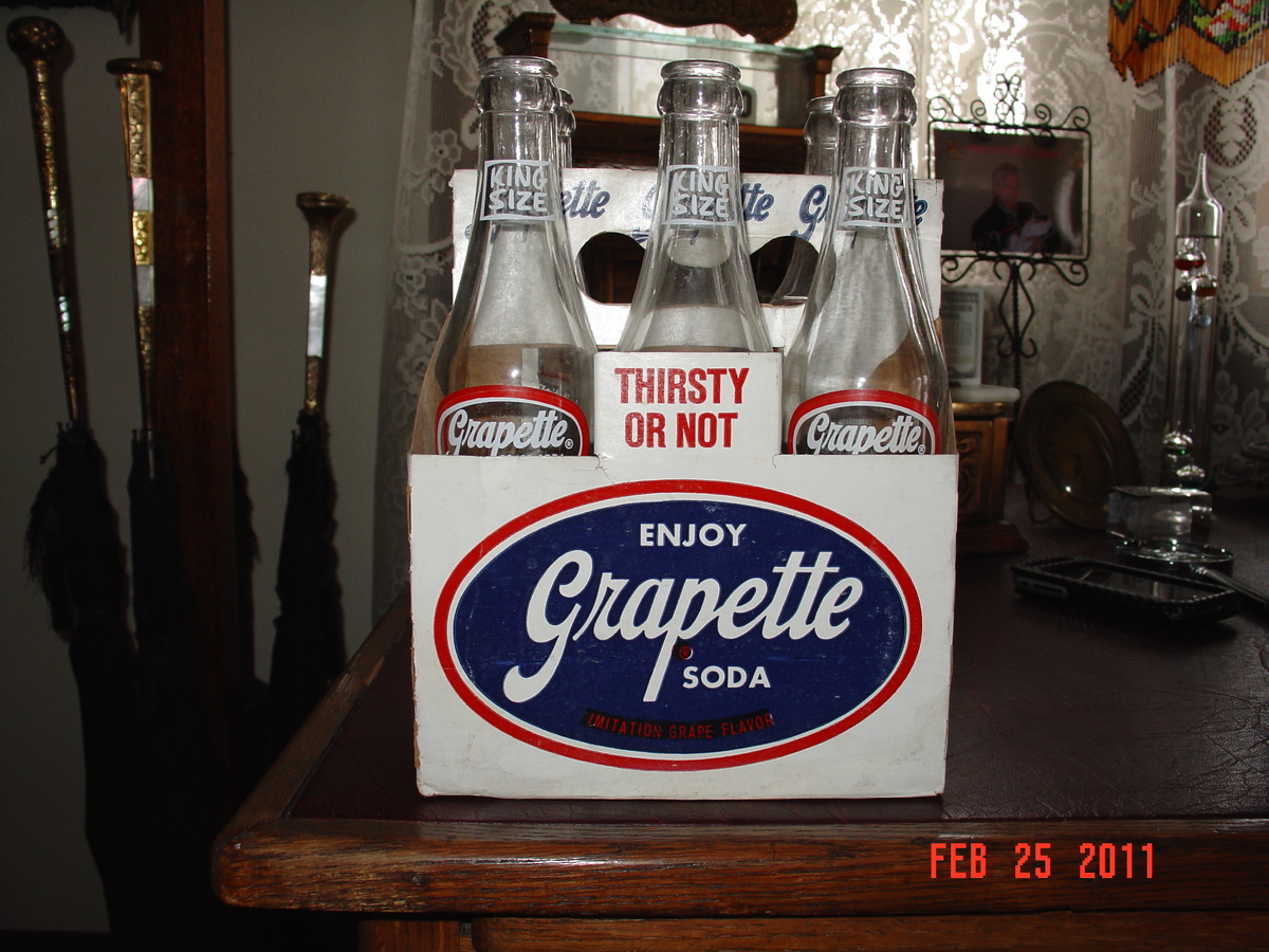 1952 Grapette Soda Bottles And Carrier