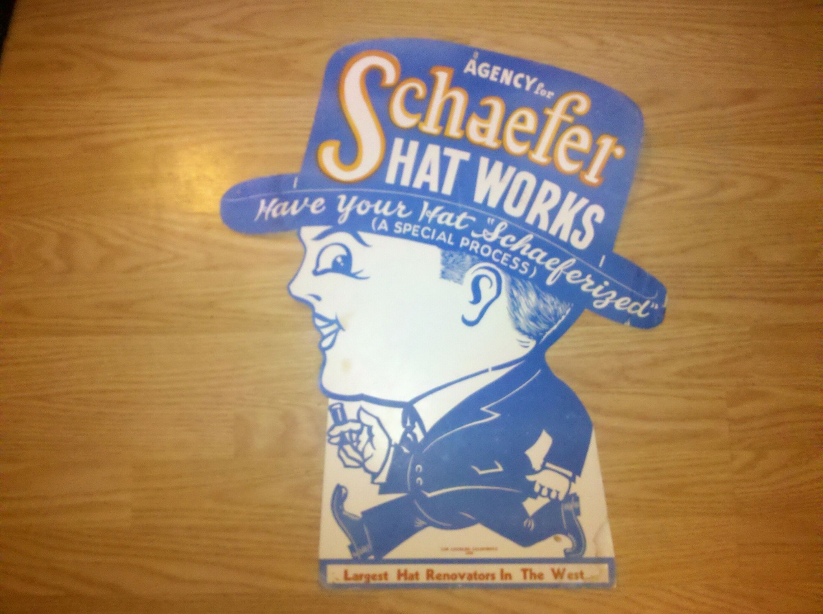 original schaefer hat works sign and sci-fi pulp - Advertising