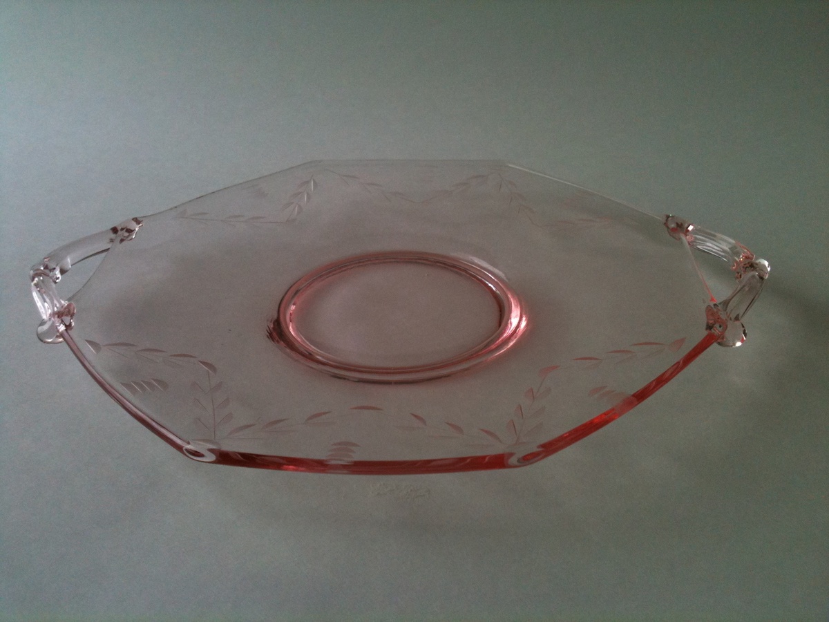 Pretty Etched Pink Platter 