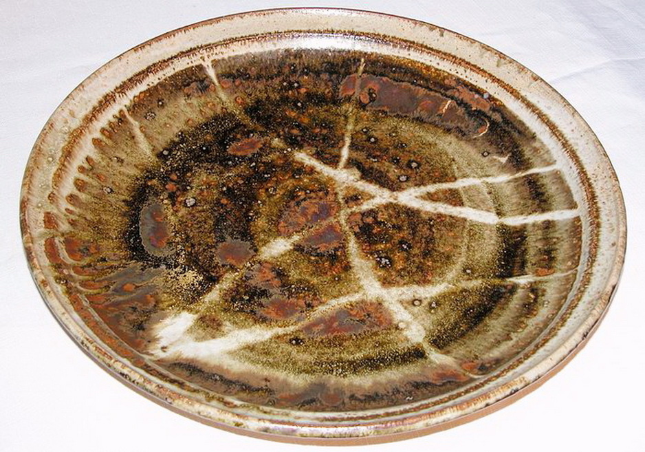 Great Abstract Charger.  Not Sure of Signature.  Possibly Berg - Art Pottery