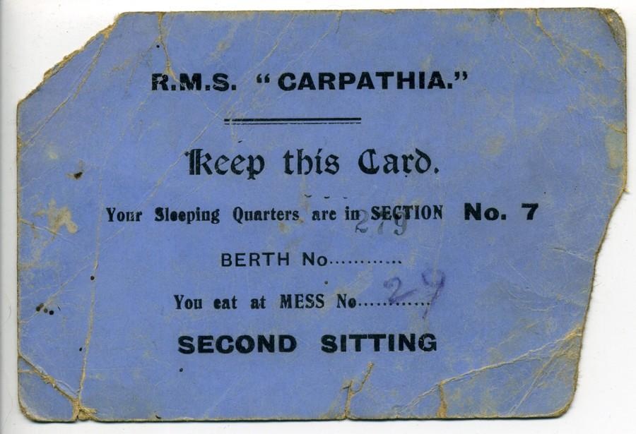 R.M.S. "Carpathia" Soldiers Ticket