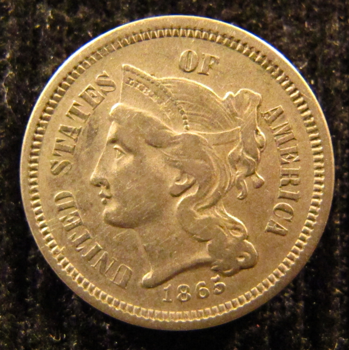 Way Off Axis 1865 Three Cent Nickel - US Coins