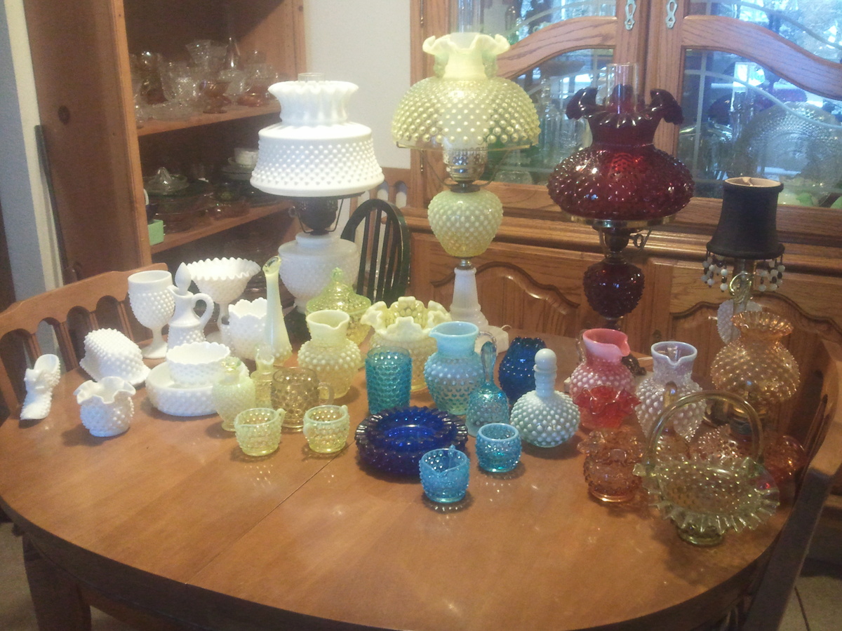 fenton hobnail collection, with lamps - Art Glass