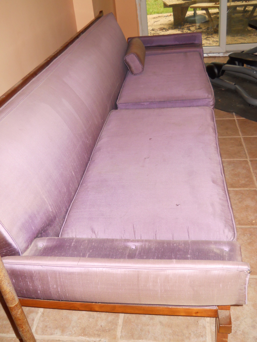 Purple silk couch