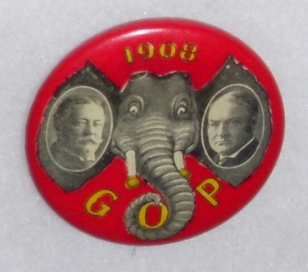 Matching pair of 1908 pinbacks for Taft & Bryan. - Advertising