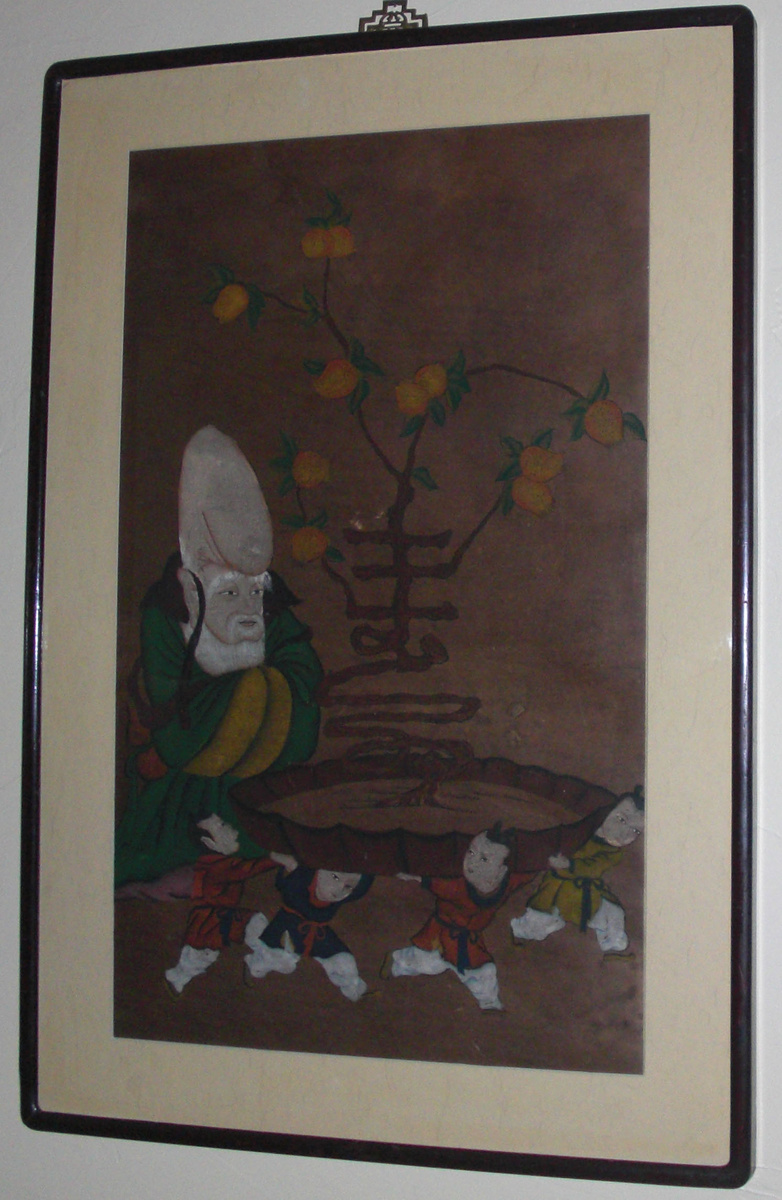 Asian ochre earth pigment painting - Asian