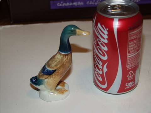 Antique Mallard Duck Porcelain Incised letters - Art Pottery