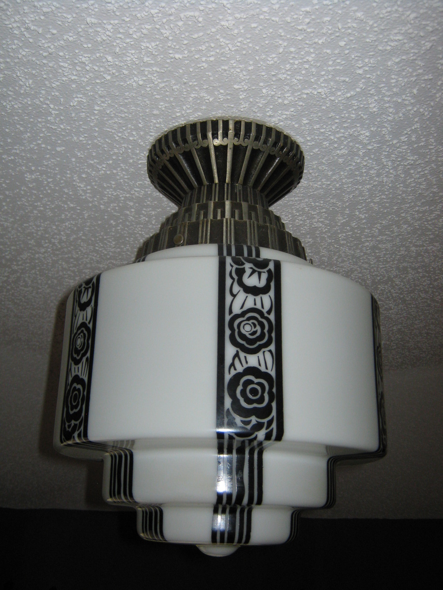 Art Deco Light fixture and globe