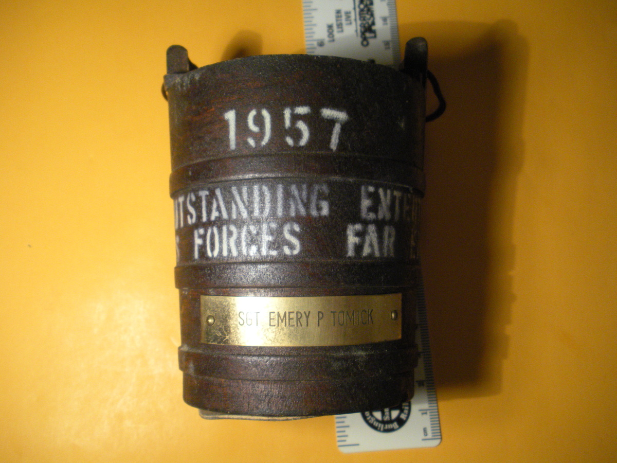 "1957 For Outstanding Entertainment US FORCES FAR EAST to Sgt Emery P. Tomick" - Military and Wartime