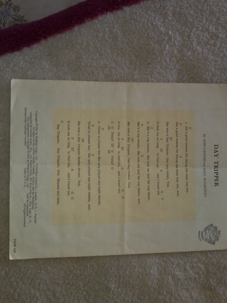original songbook for beatles daytripper