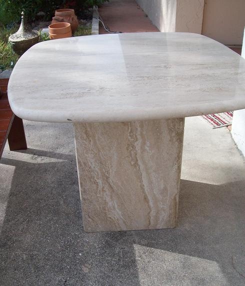 Mid Century - Travertine End Table - Cube Style