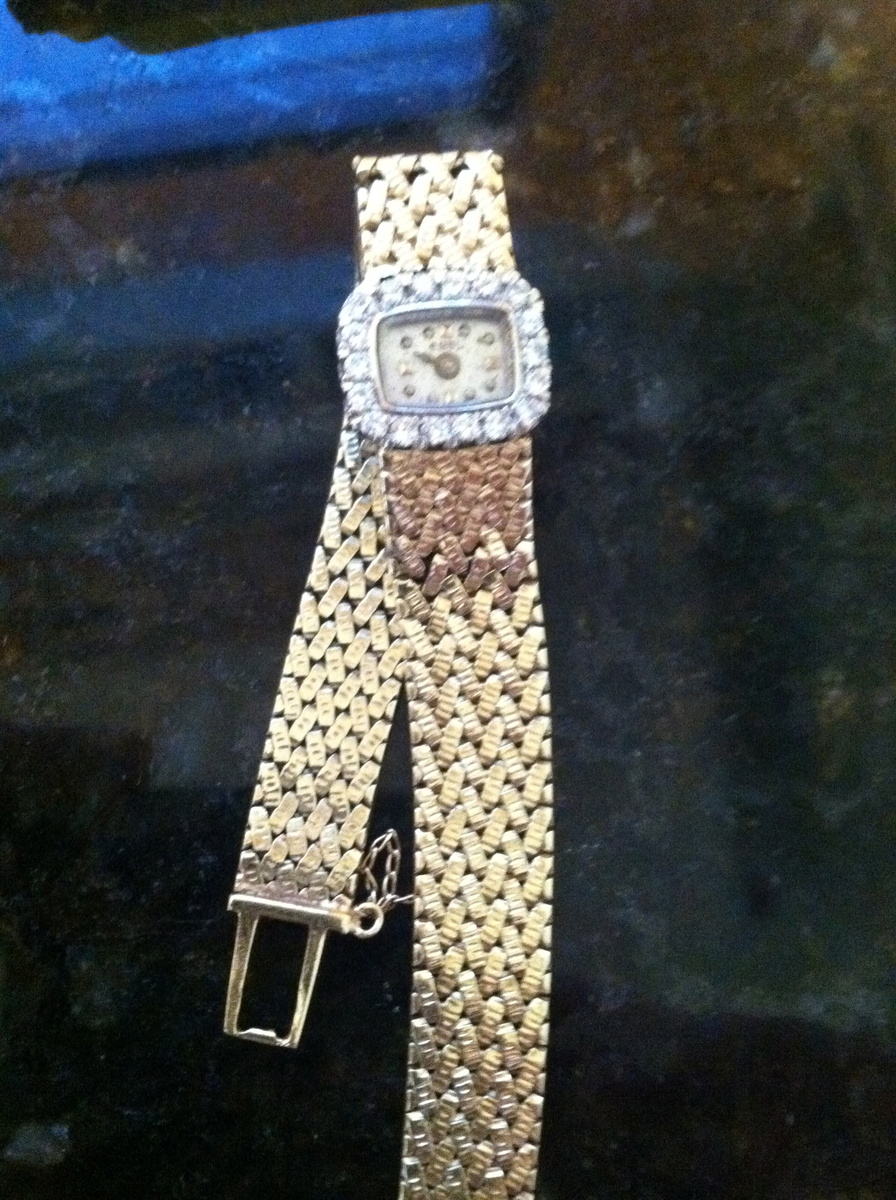 1960's Vintage abel square diamond 14k gold ladies watch