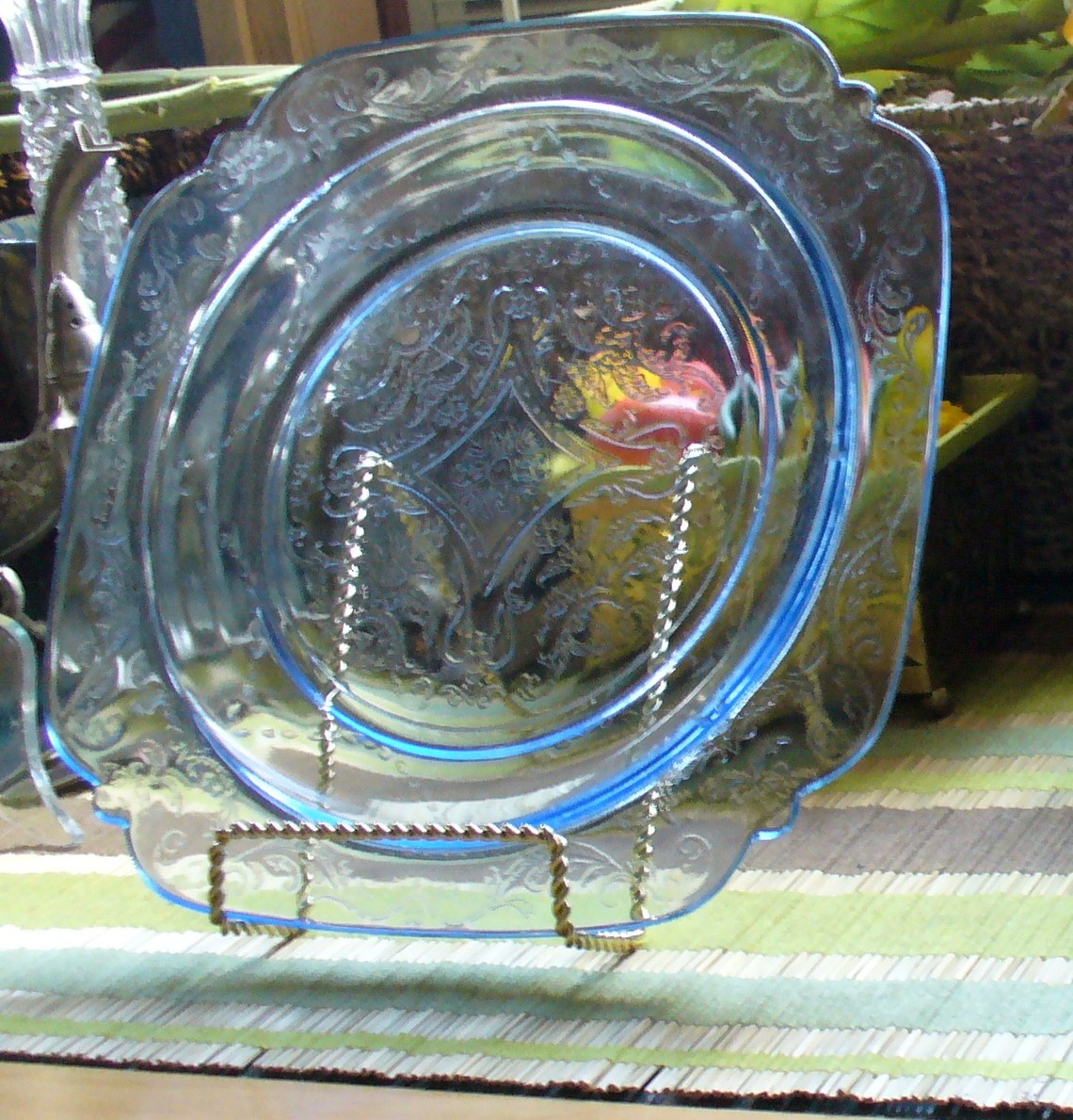 Blue Depression Glass Plate - Glassware