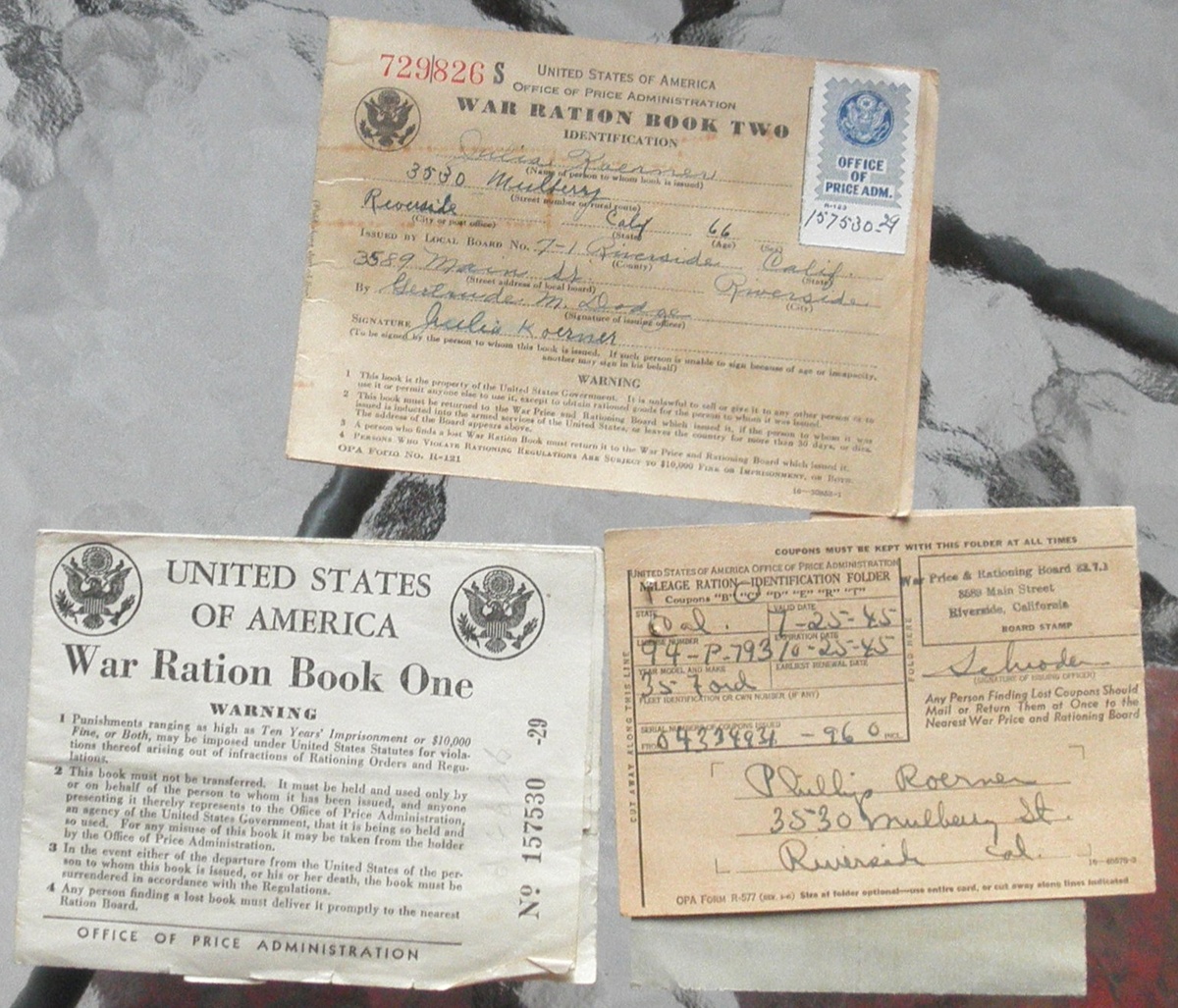 War Ration Booklets - Military and Wartime