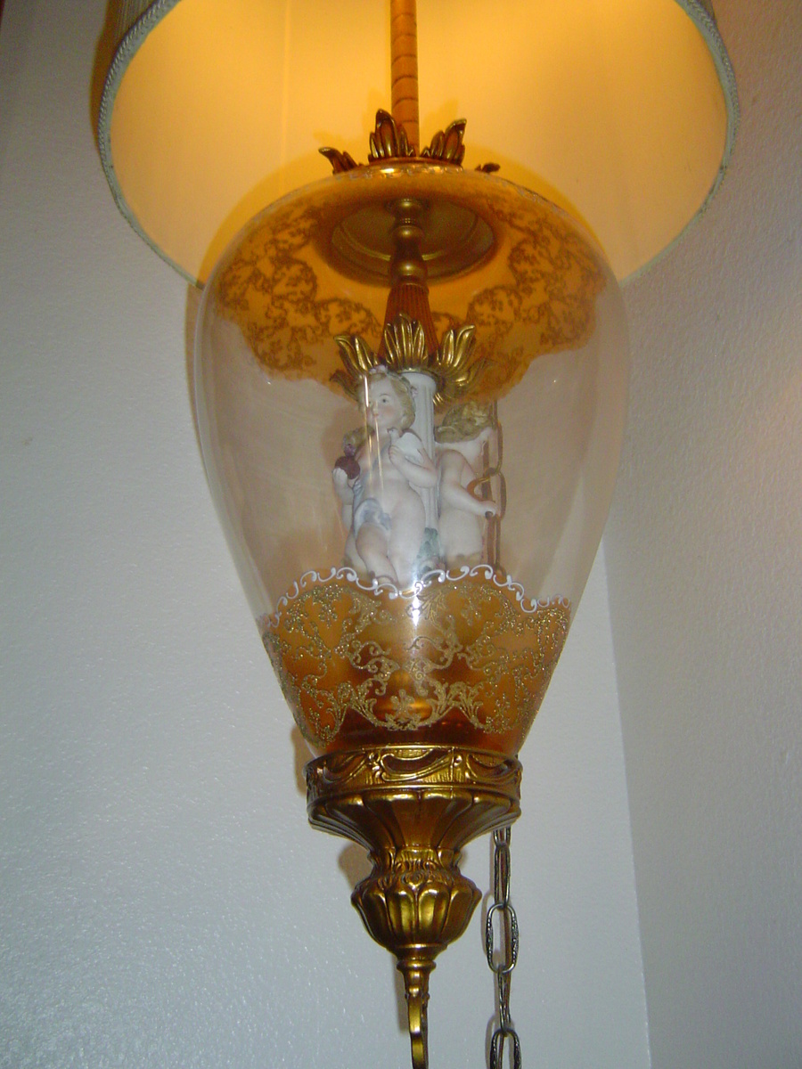 Vintage Swag Hanging Cherub Lamp