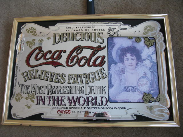 5 cents coca cola mirror brass frame