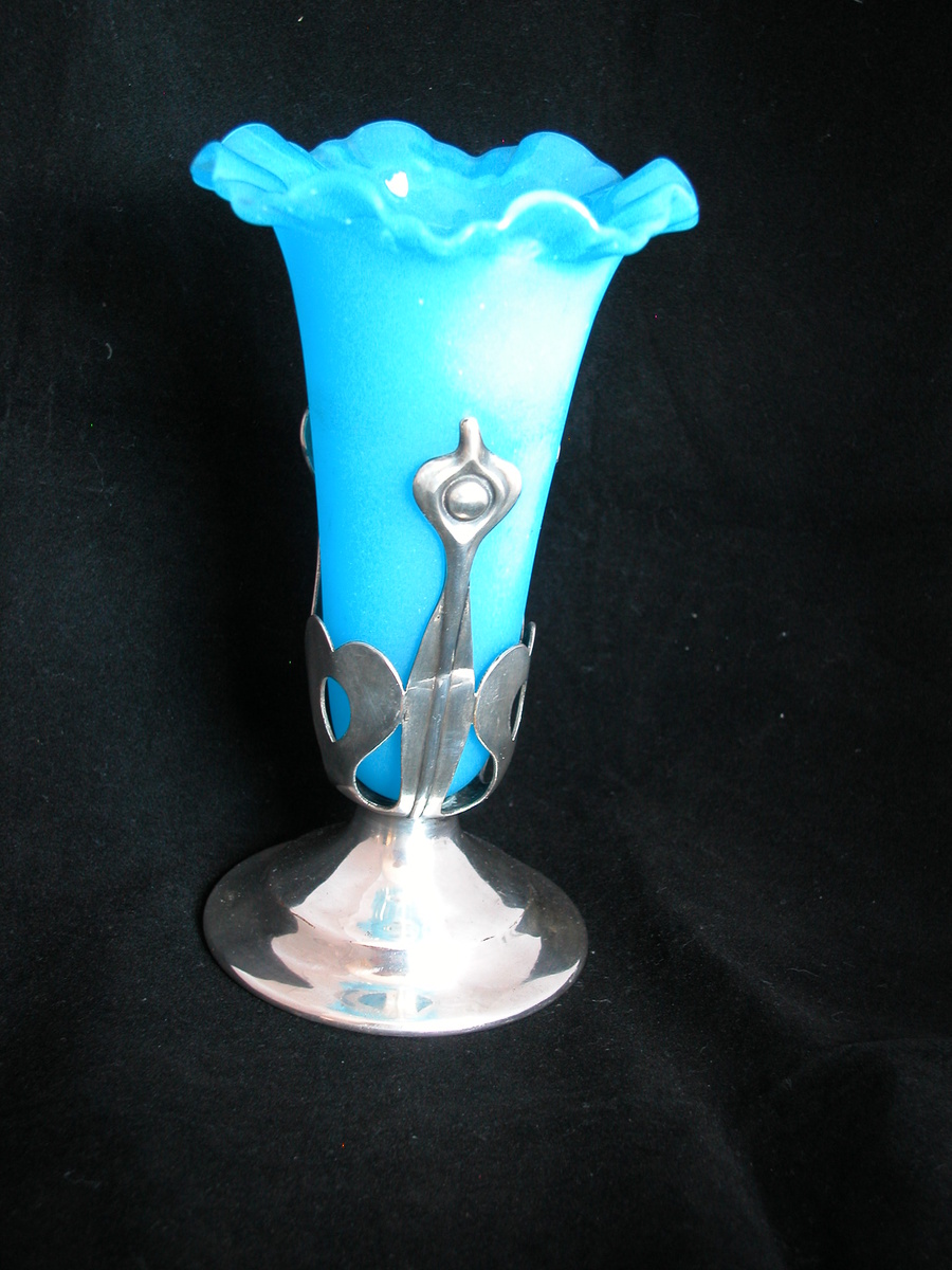 ART NOUVEAU GLASS AND SILVER EPERGNE