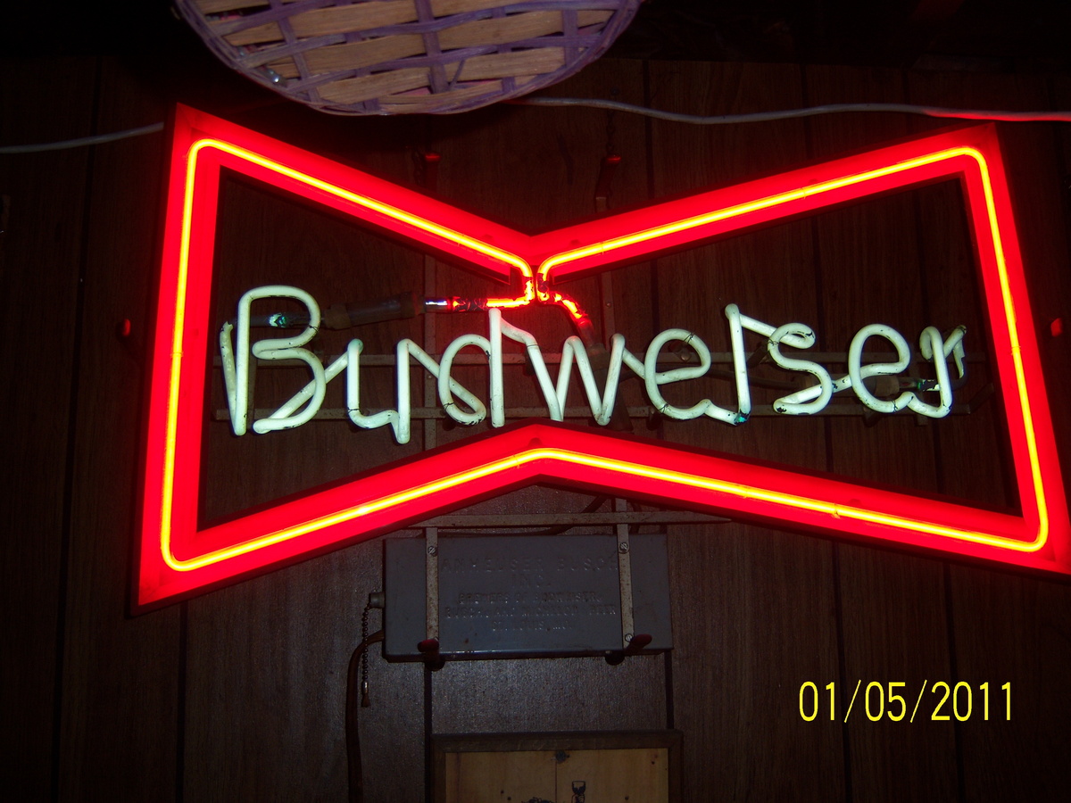 Old budwiser neon sign