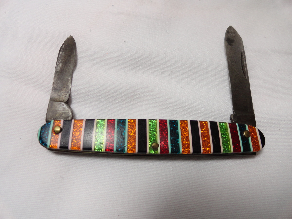 CANDY STRIPE Celluloid Pocket Knife - Unknown Maker