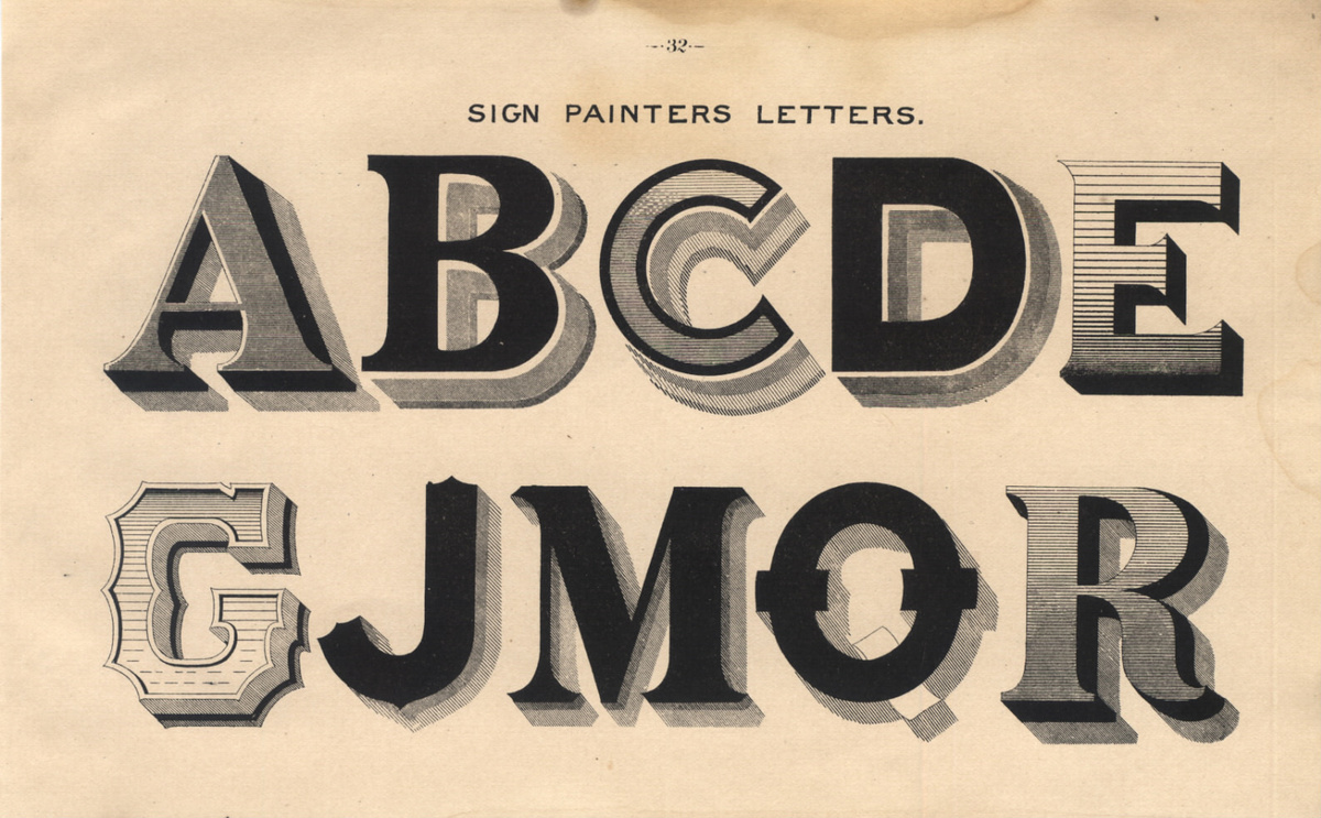 Typographical 19th Century Lettering print