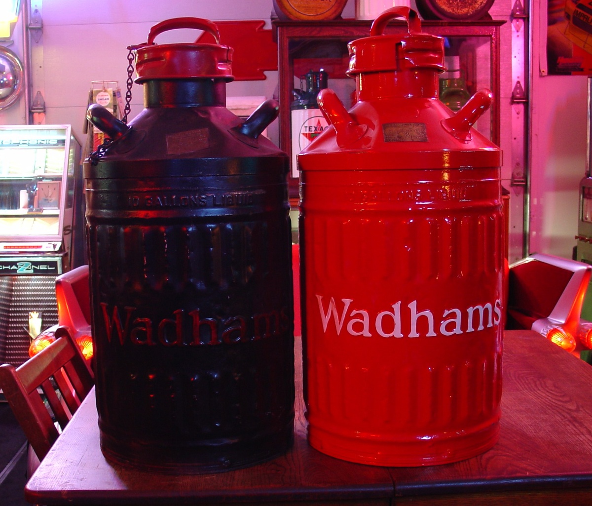 Embossed Ten Gallon Wadham Oil Cans