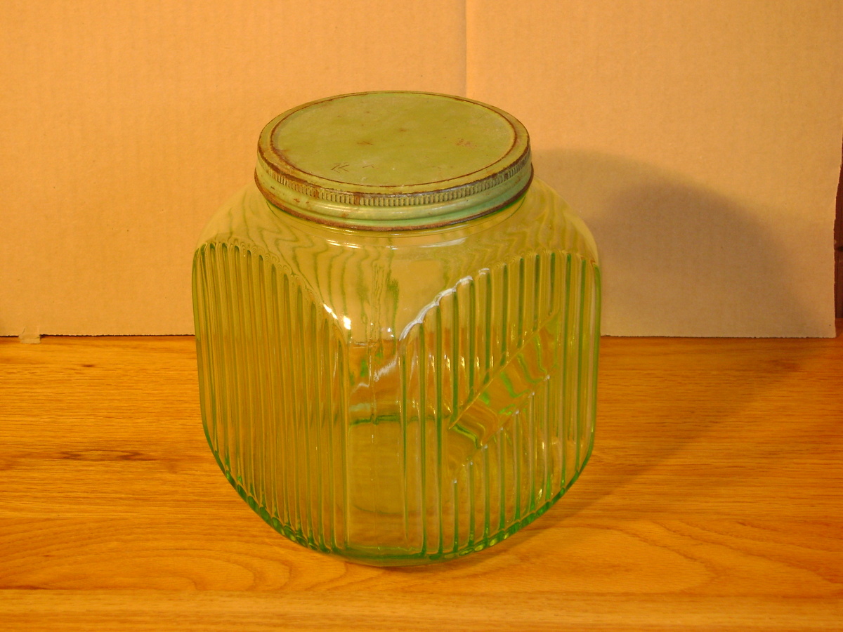 Vaseline Glass Hoosier Jar