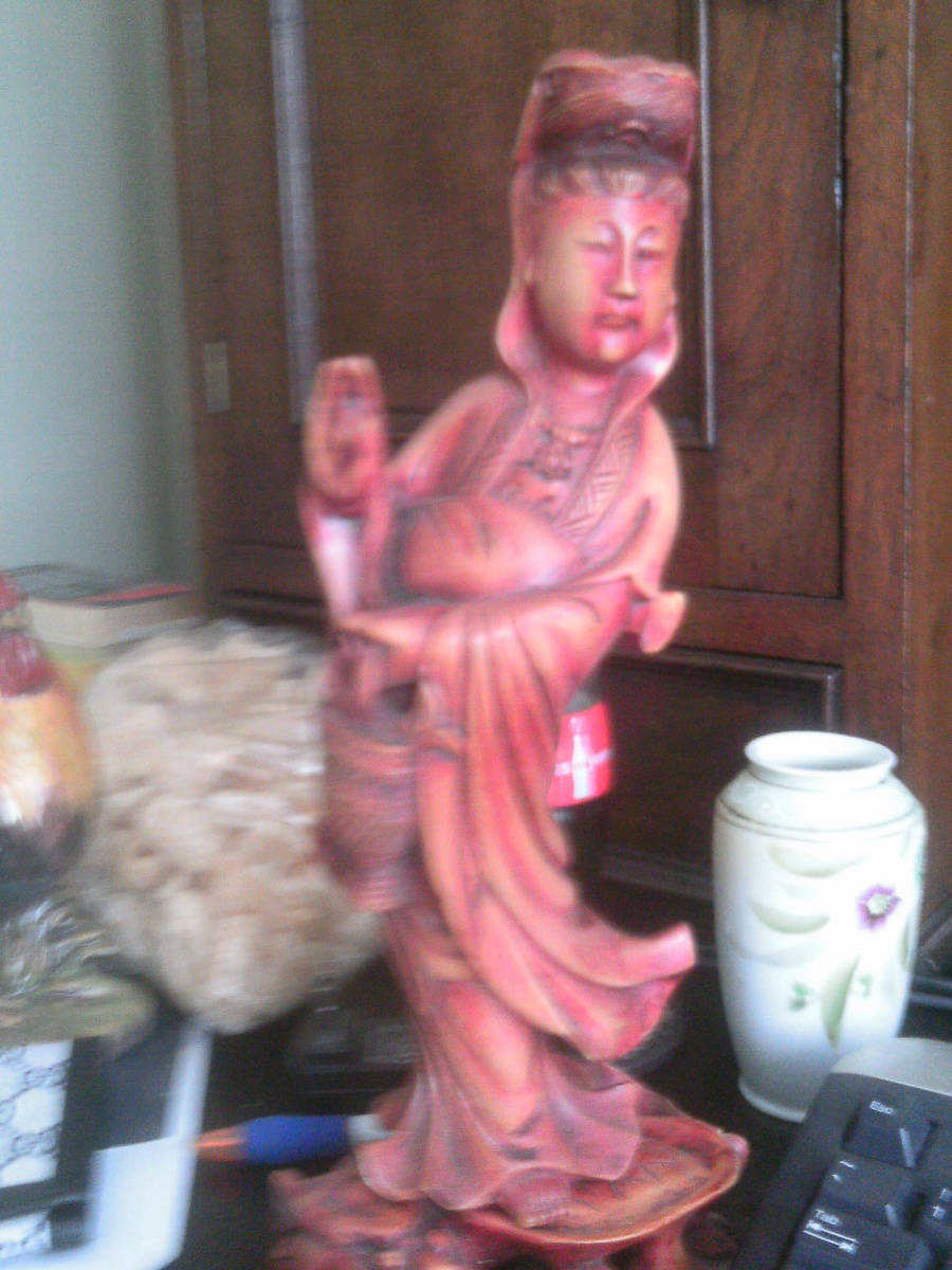 Tall wood Chinese  statue - Asian