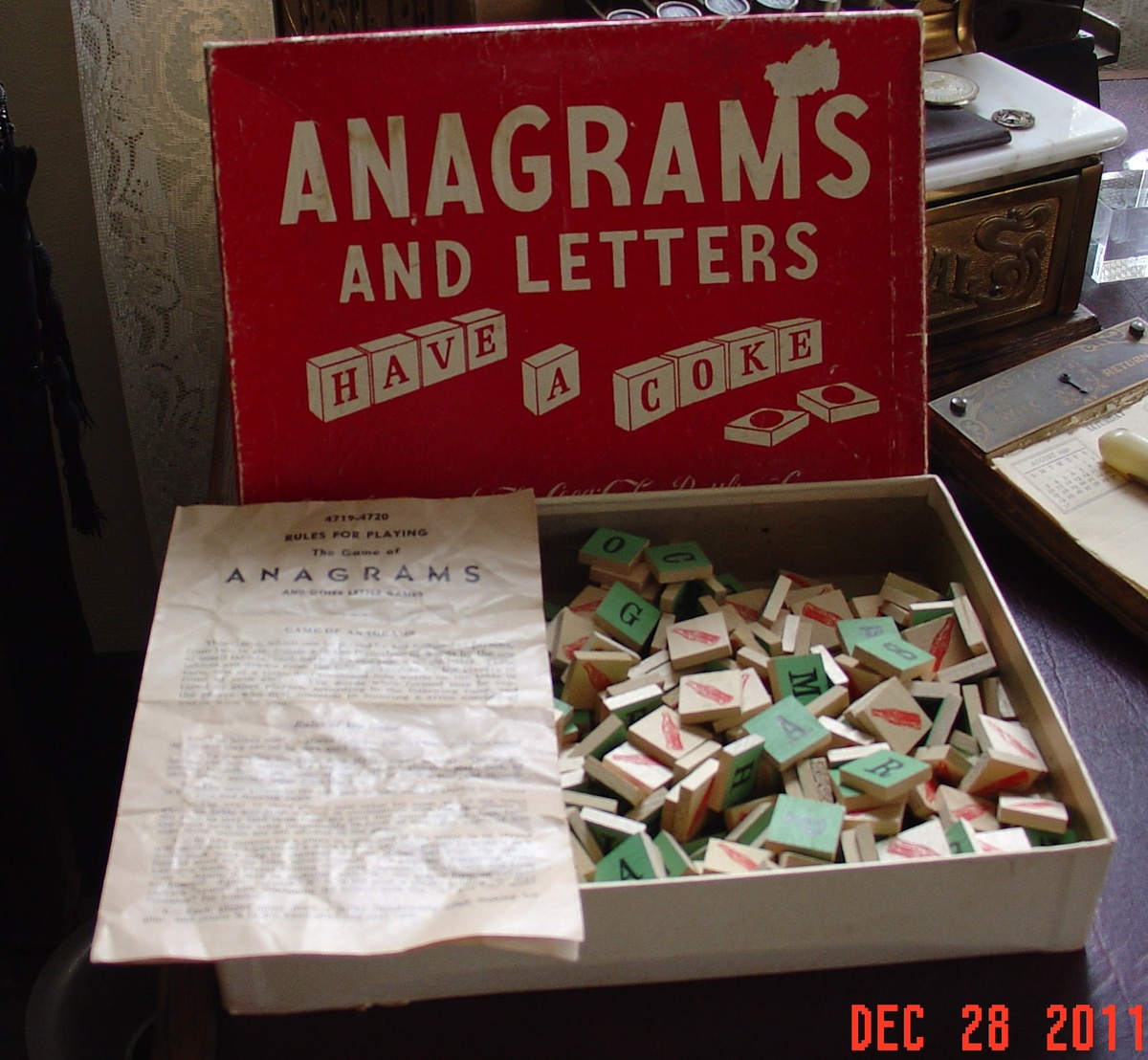 Anagrams and Letters...Comlpiments of The Coca-Cola Bottling Company