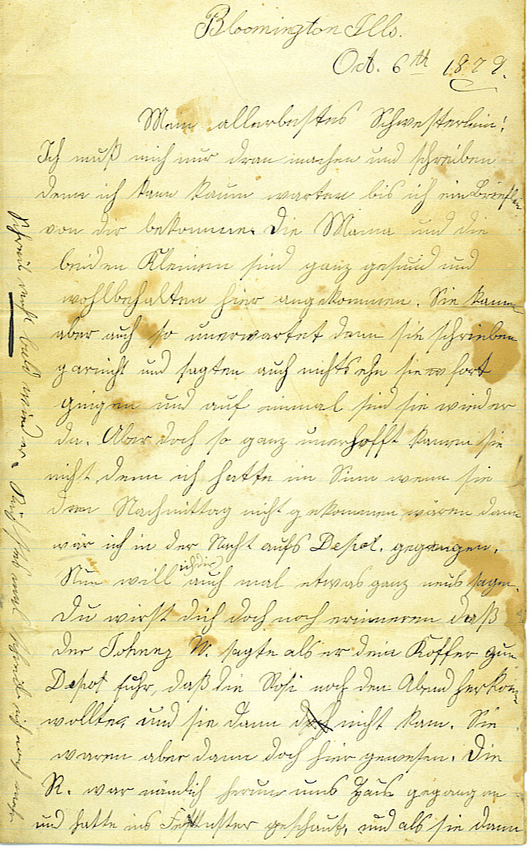 1879 Handwritten Letter, written in German