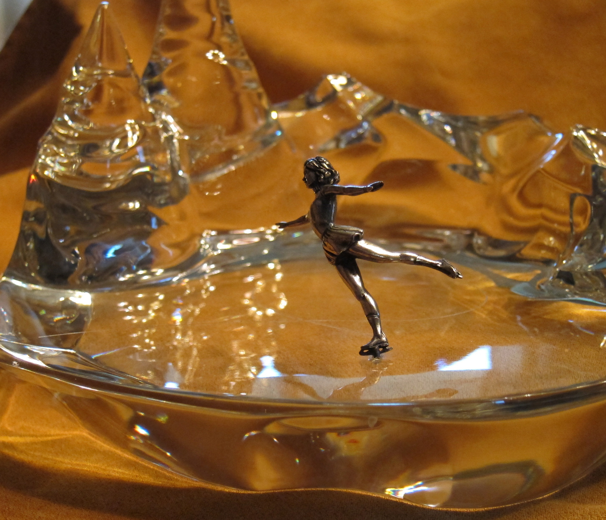 Baccarat Ice Skater on Pond Sculpture